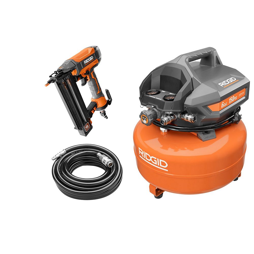 RIDGID 6 Gallon Pancake Compressor and 2-1/8 -inch Brad Nailer Kit ...