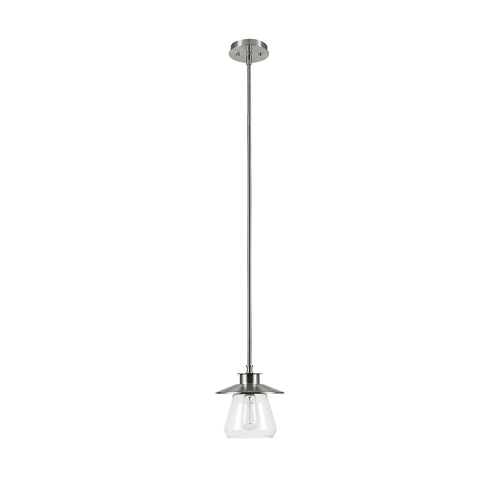 Globe Electric Pendentif A 1 Lumiere Collection Nate Acier Brosse Abat Jour En Verre Tr Home Depot Canada