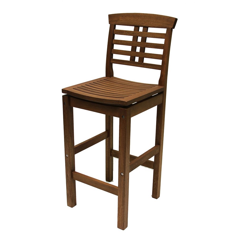 Outdoor Interiors Eucalyptus Bar Chair With Backrest The Home Depot Canada