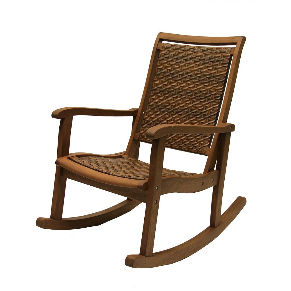 Outdoor Interiors Brown Wicker Eucalyptus Rocking Chair The Home Depot Canada