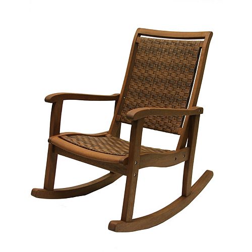 Brown Wicker & Eucalyptus Rocking Chair