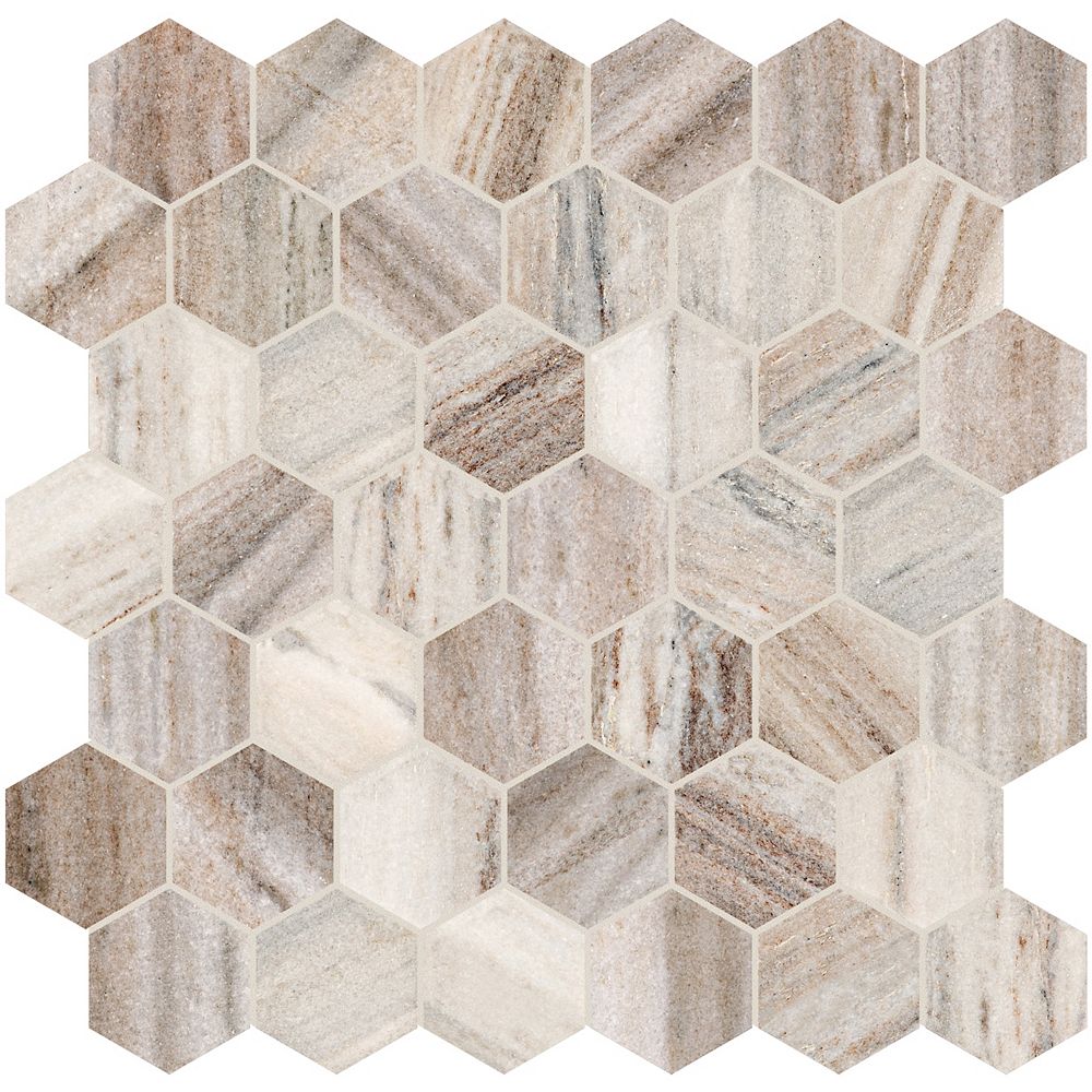 Enigma Toscana 2 Inch Hexagon Polished Marble Mosaics The Home Depot Canada