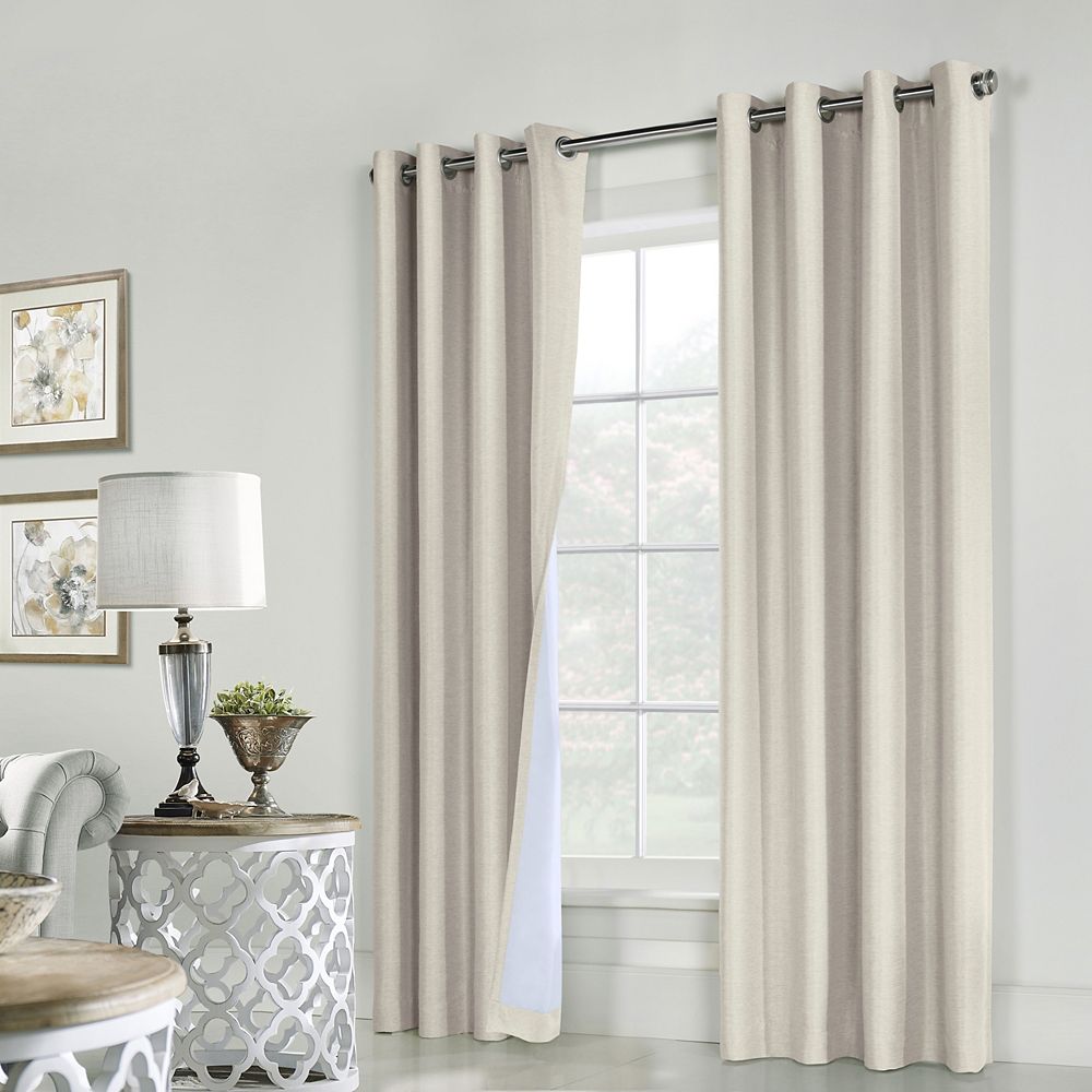 photo 100 Inch Wide Curtains Canada ventura total blackout grommet curtain panel pair 52 w x 84 l in natural