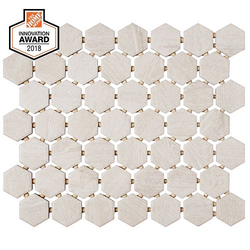 Fog Wood 10-inch x 12-inch x 6 mm Ceramic Hexagon Mosaic Tile (0.81 sq. ft. / piece)