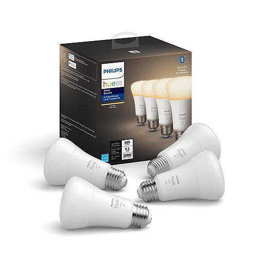 White Bluetooth Enabled A19 LED Light Bulb (4-Pack)