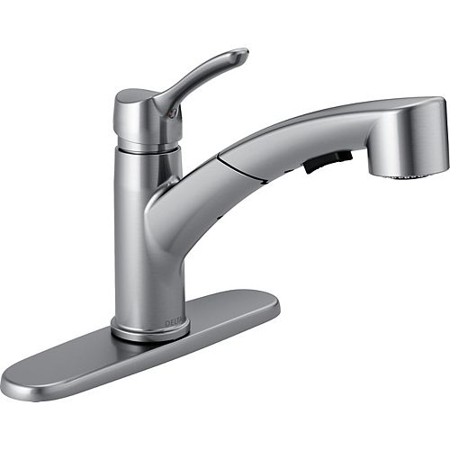 Delta Collins Single Handle Pull-Out Kitchen Faucet, Arctic Stainless