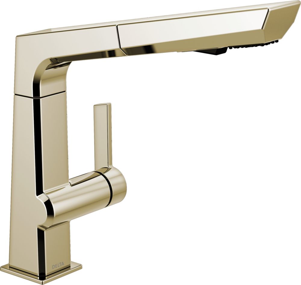 Delta Pivotal Single Handle Pull Out Sprayer Kitchen Faucet In Polished   P 1001385858 