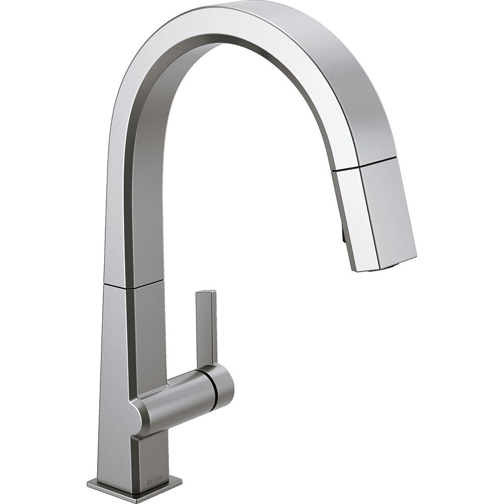 Delta Pivotal SingleHandle PullDown Sprayer Kitchen Faucet with MagnaTite Docking in Arc