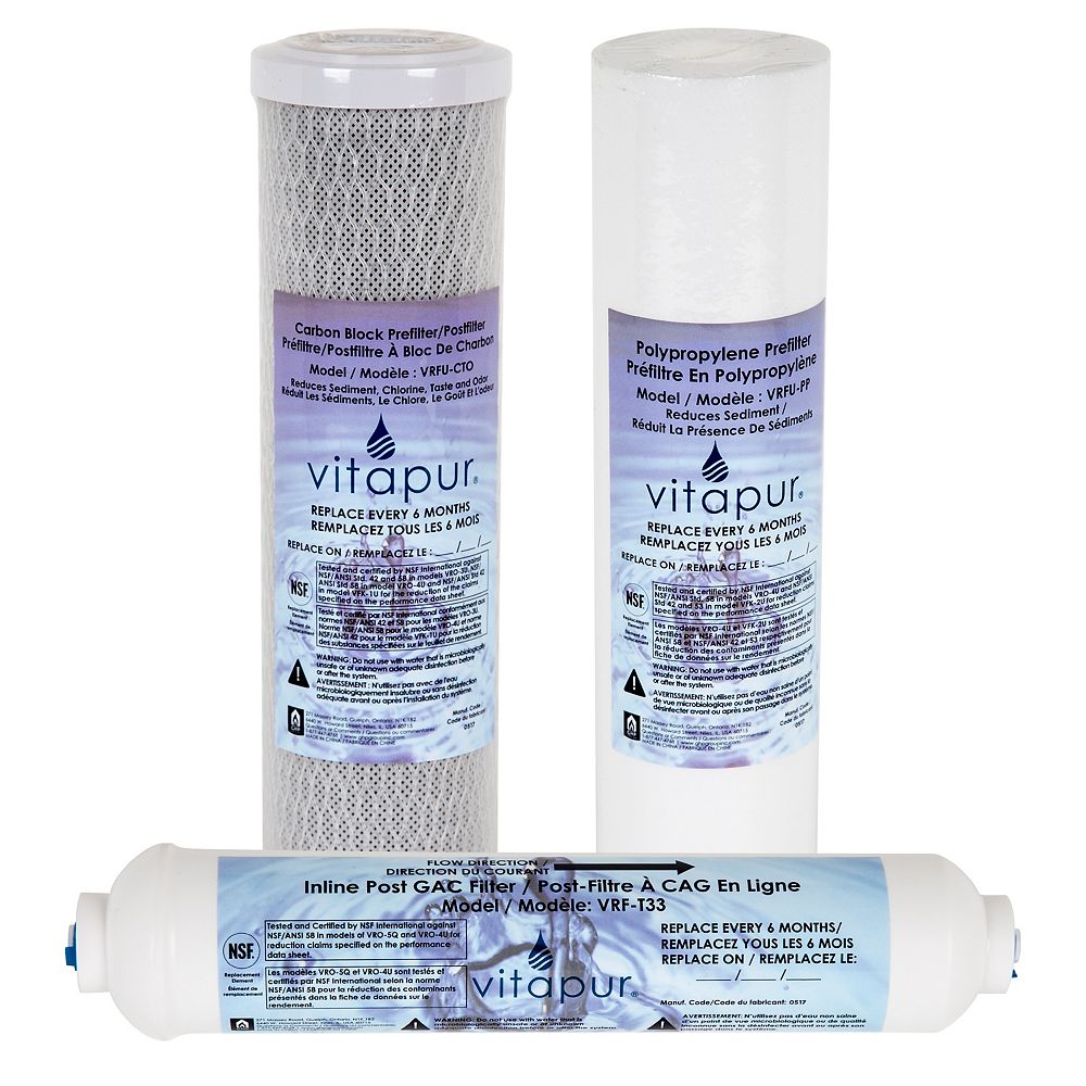Vitapur Filter Kit for VRO4U System includes 3 filters The Home