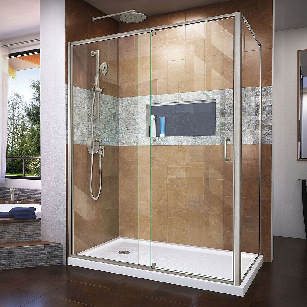 DreamLine Flex 36 inch D x 60 inch W Shower Enclosure in Brushed Nickel