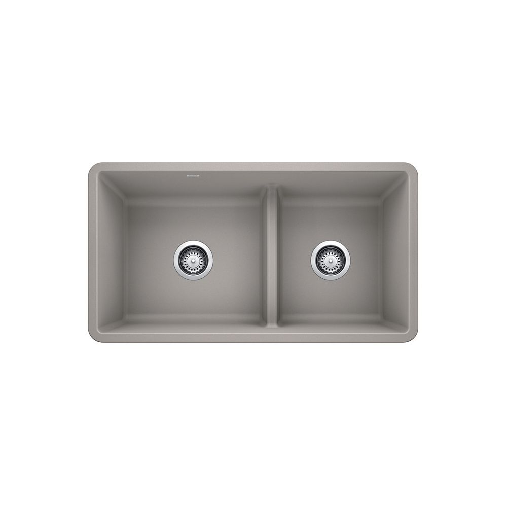 Blanco PRECIS U 1.75 LOW DIVIDE, Offset Double Bowl Undermount Kitchen ...