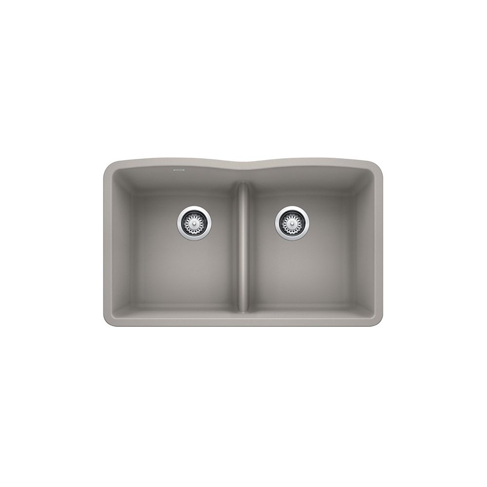 Blanco DIAMOND U 2 LOW DIVIDE, Equal Double Bowl Undermount Kitchen