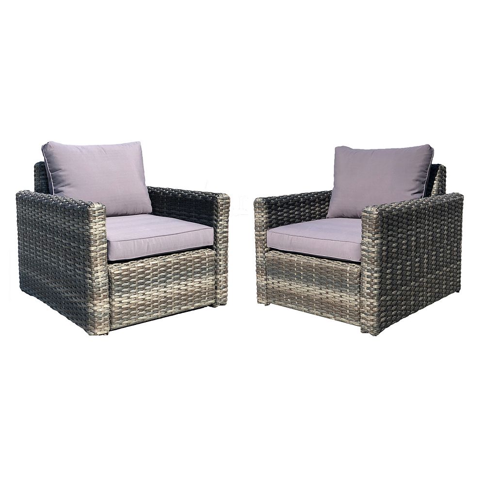 Patioflare Whitney Resin Wicker Patio Chair with Dark Grey Cushions