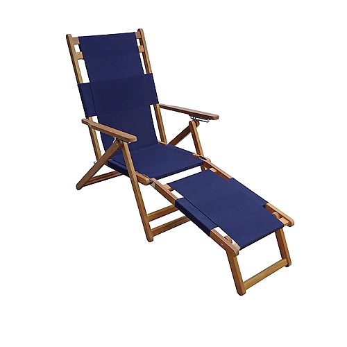 Portable Lounge Chair with Leg Rest in Blue