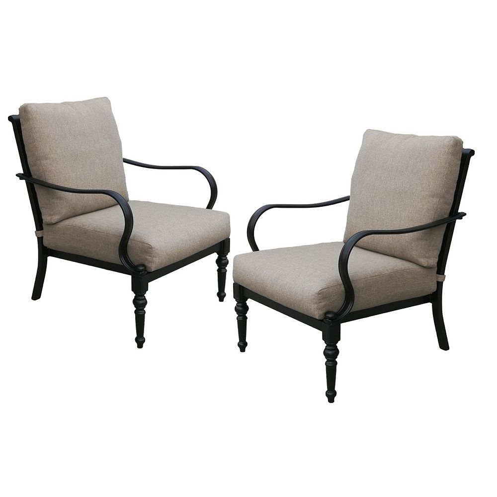 Patioflare Cast Aluminum Chair With Sunbrella Cushion Pack Of 2 The Home Depot Canada Patioflare Cast Aluminum Chair With, Patio Furniture With Sunbrella Cushions Canada
