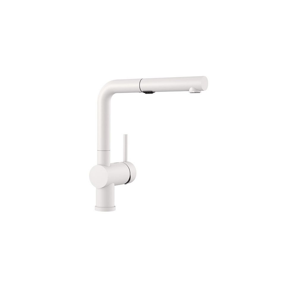 Blanco Posh Low Arc Pull Out Kitchen Faucet 2 2 Gpm Flow Rate Dual Spray Silgranit Wh The Home Depot Canada