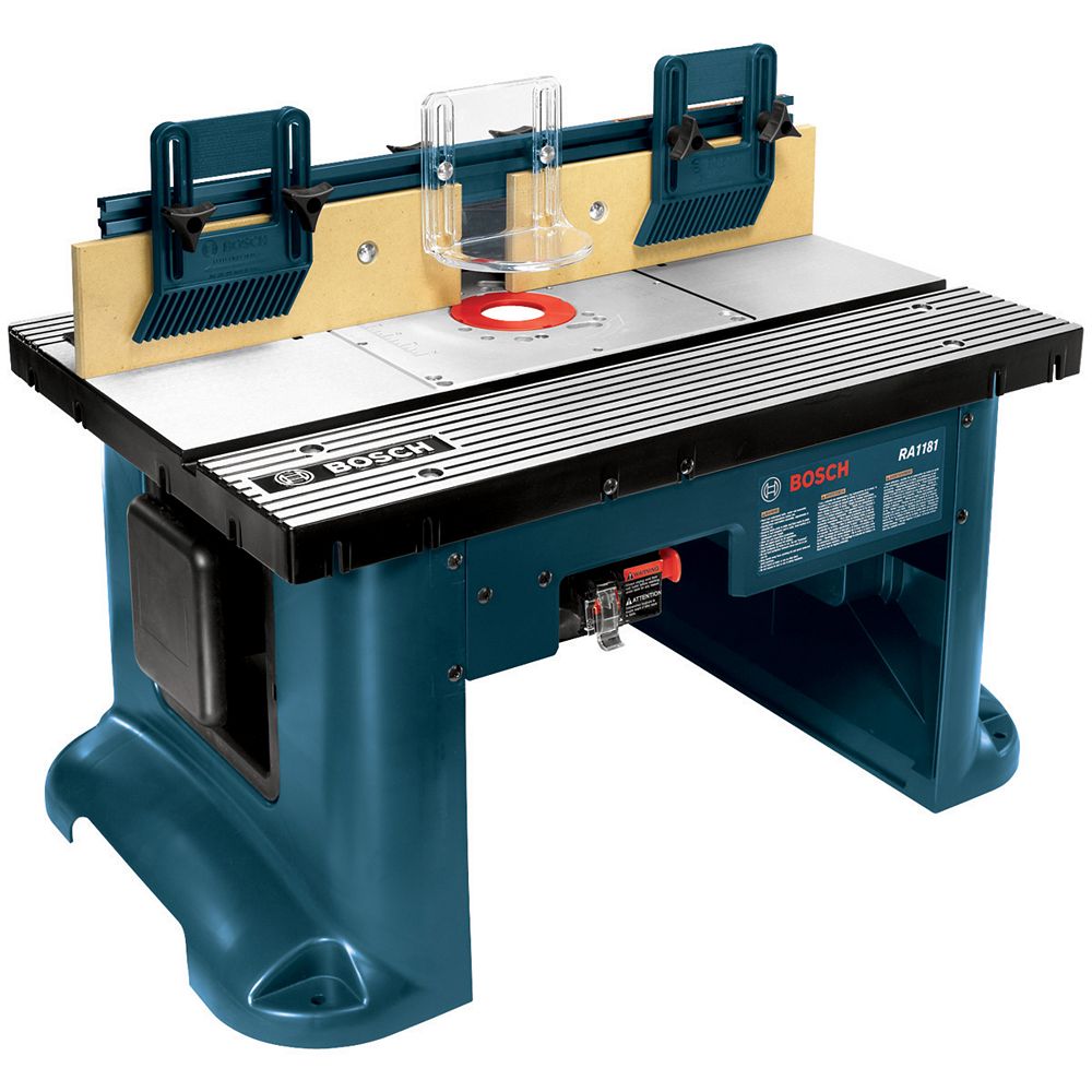 Bosch Table de toupie d'établi de 27 pouces x 18 pouces avec orifice pour tuyau d'aspirati Bosch Table de toupie d'établi de 27 pouces x 18 pouces avec orifice pour tuyau d'aspirati