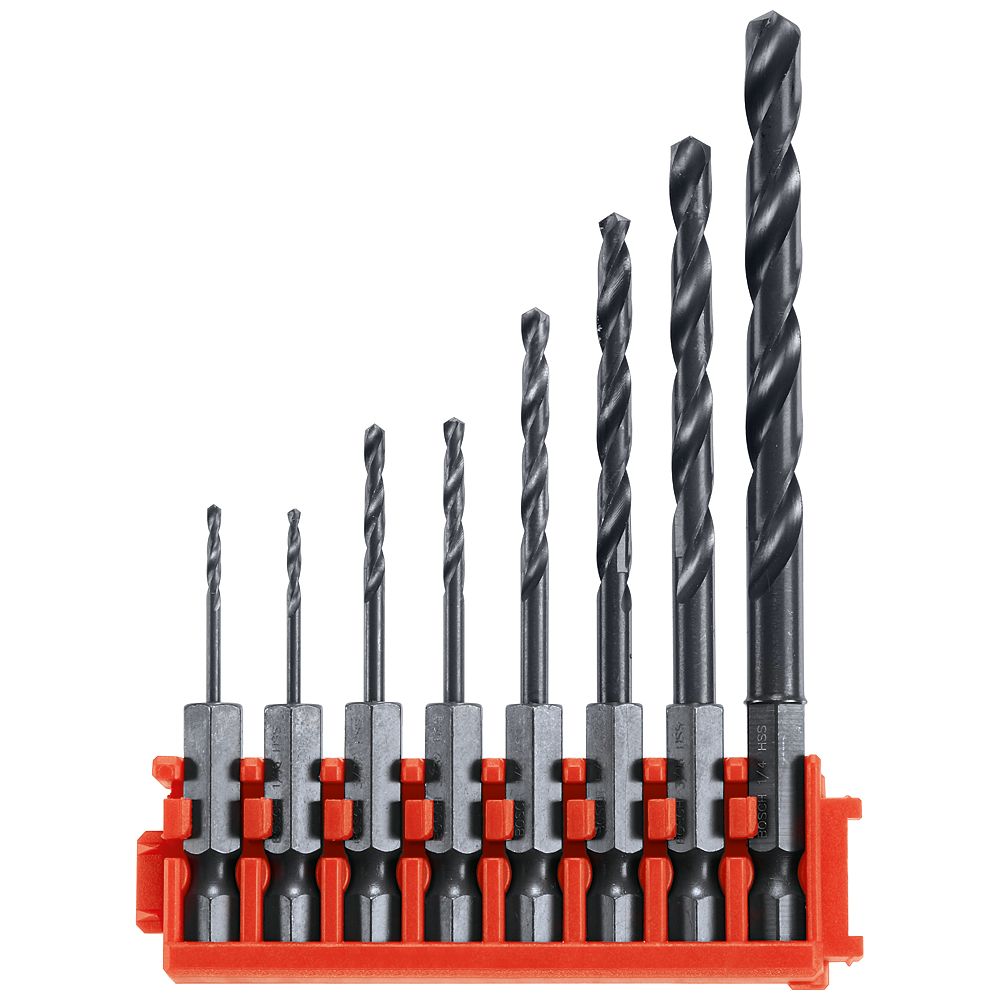 Bosch 8 pc. Impact Tough Black Oxide Drill Bits with Clip for Custom