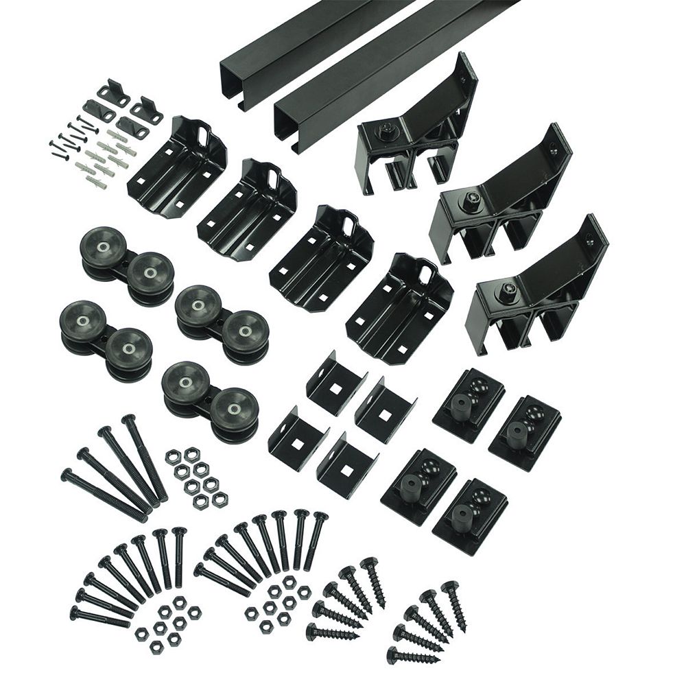Onward 96 in (2430 mm) Sliding Barn Door Double Box Track Hardware Kit
