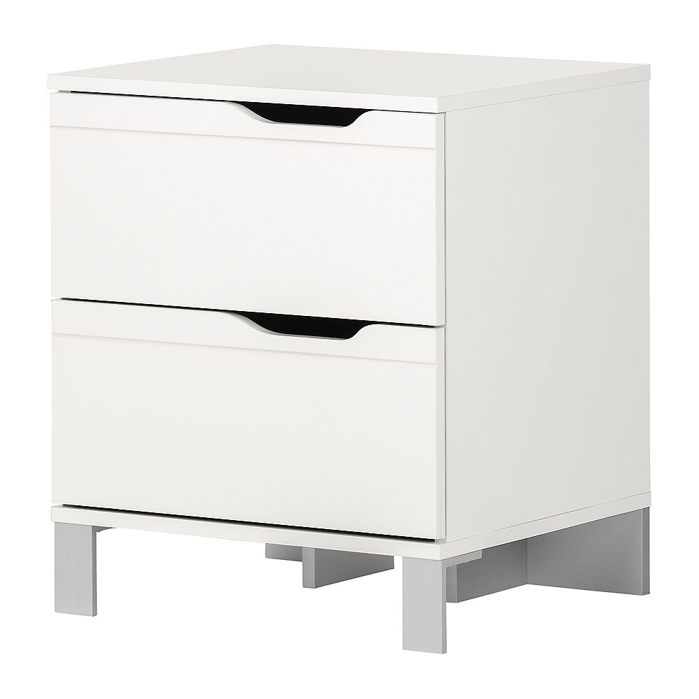 South Shore Kanagane 2 Drawer Nightstand Pure White The Home Depot Canada