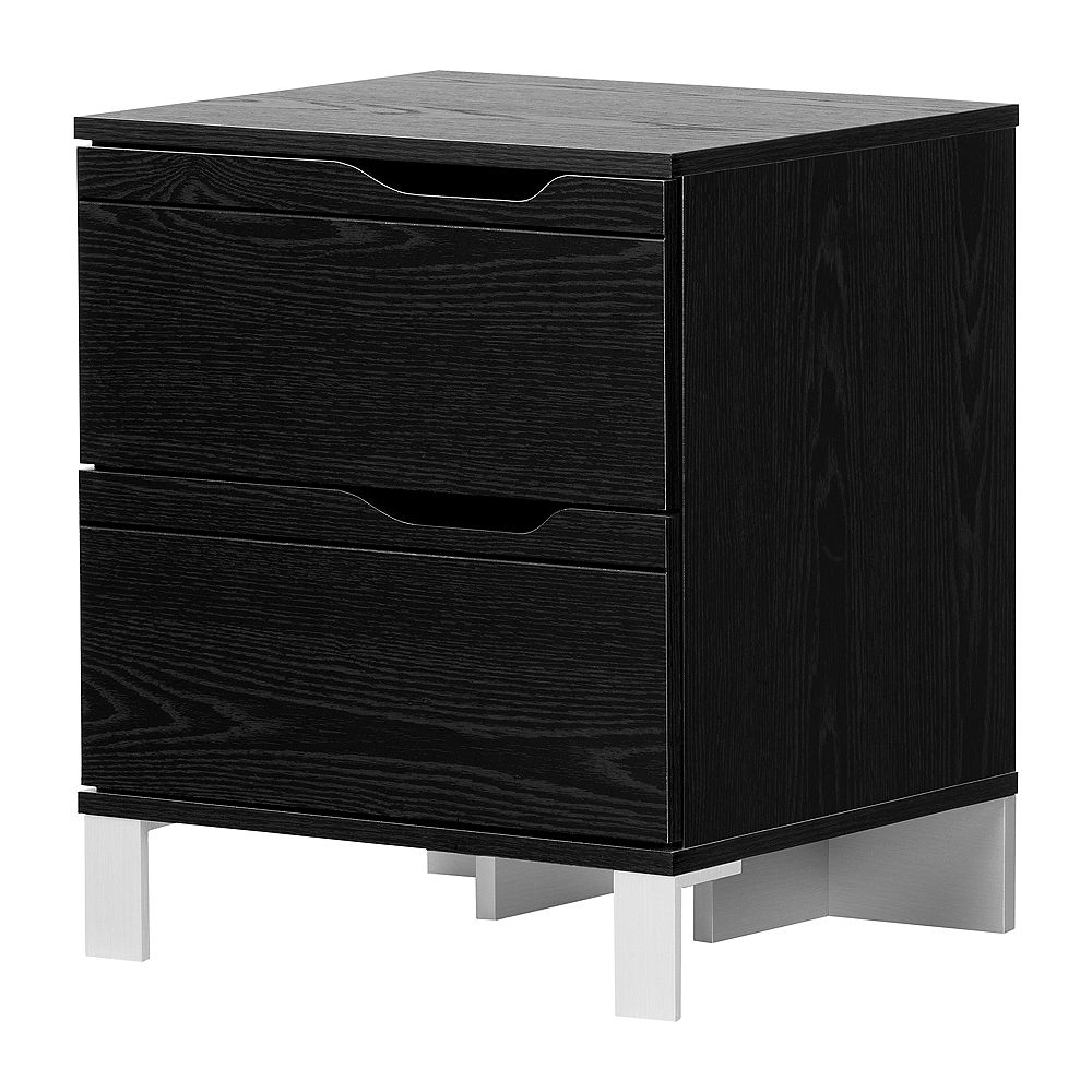 South Shore Kanagane 2 Drawer Nightstand Black Oak The Home Depot Canada