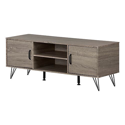 Evane TV Stand with Doors for TVs up to 55", Oak Camel