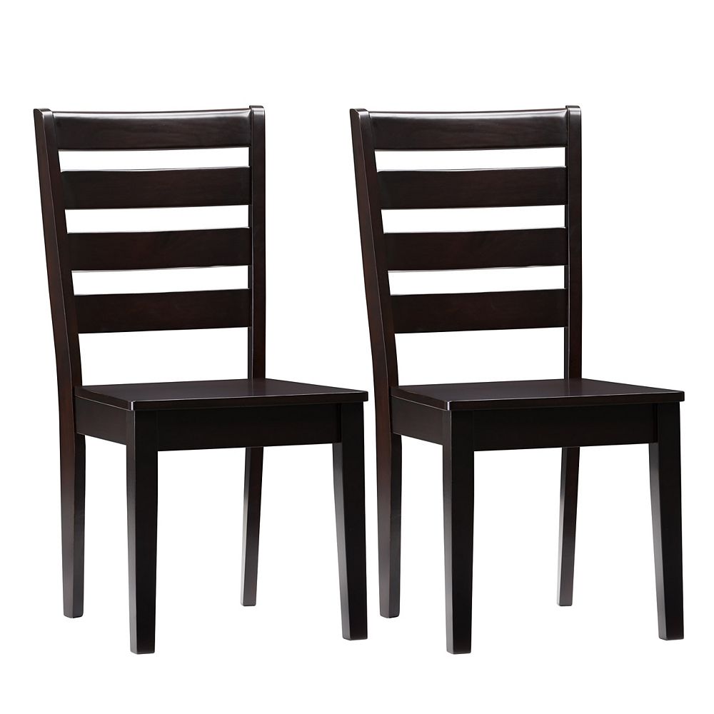 Corliving Mahogany Solid Hardwood Dining Chairs With Horizontal Slats