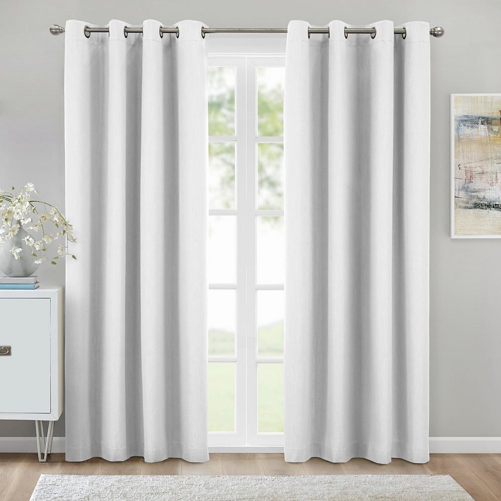 Thermaplus Kelly Total Blackout Grommet Curtain Panel 52 W X 63 L In White The Home Depot Canada