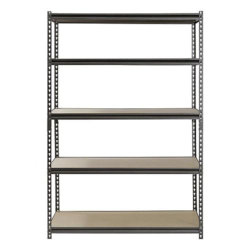 72 in. H x 48 in. W x 24 in. D 5 Shelf Boltless Steel Shelving in SilverVein