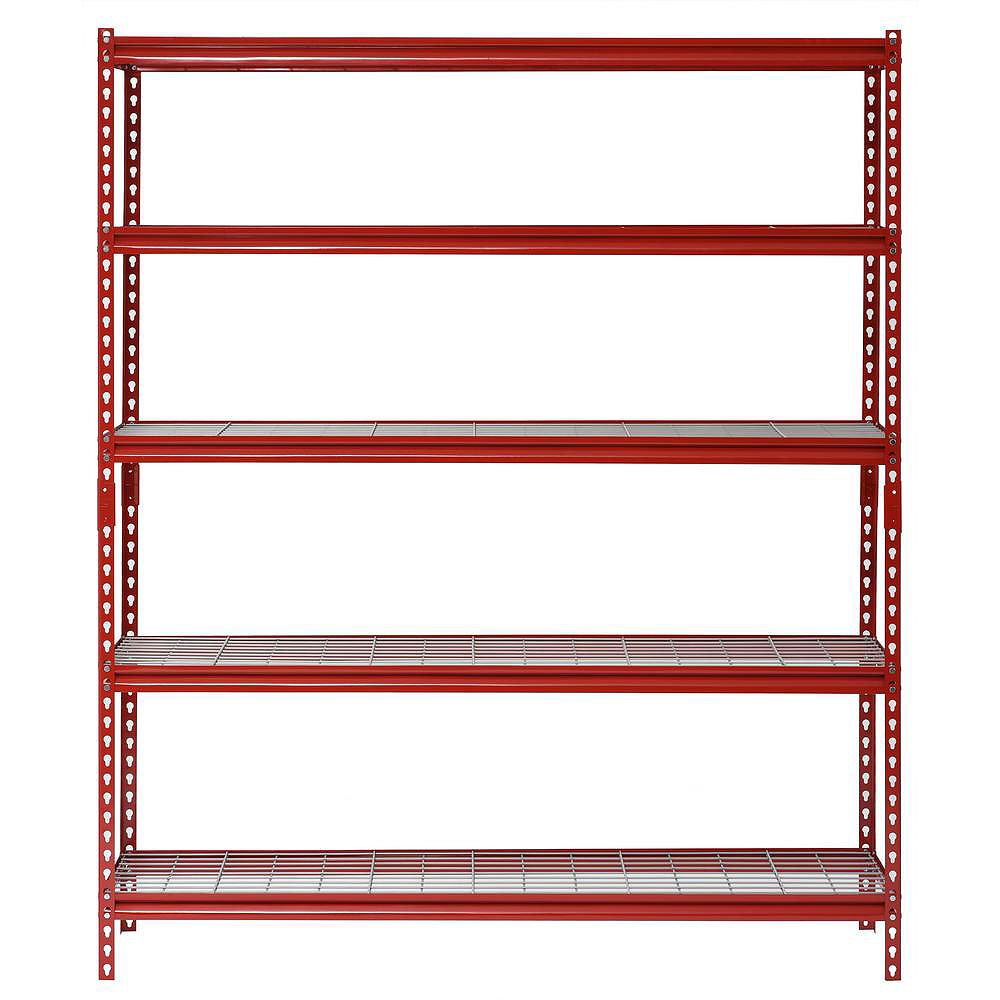 Muscle Rack 72 in. H x 60 in. W x 24 in. D 5Shelf Boltless Steel Shelving in Red The Home