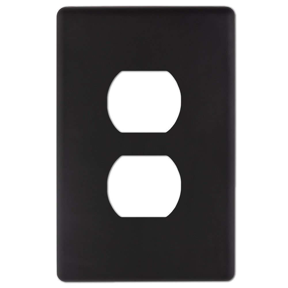 StyleWell Kentley Screwless 1 Duplex Wall Plate Steel Matte Black The Home Depot Canada
