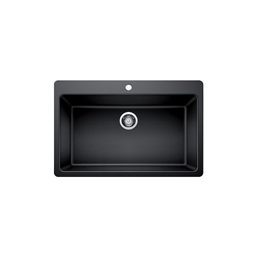 Single Bowl Dualmount Kitchen Sink, Black