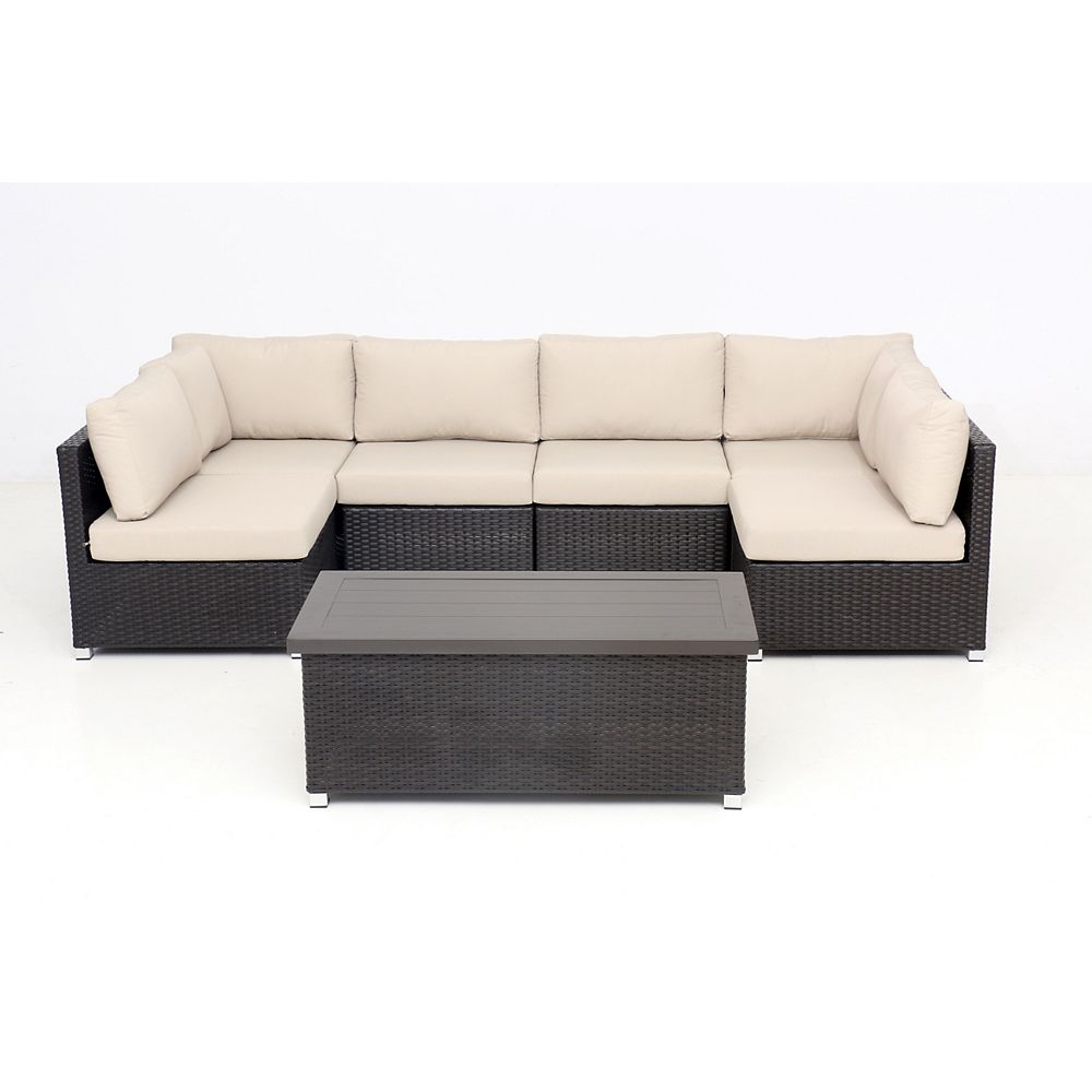 Think Patio Innesbrook Collection 7 Piece Aluminum Conversation Set With Tan Cushion The Home Depot Canada 7 Piece Aluminum Patio Conversation Set, Patio Conversation Sets Canada Home Depot