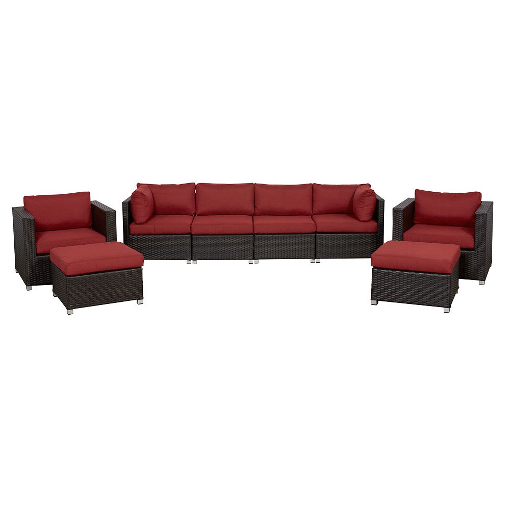 Think Patio Innesbrook Collection 8 Piece Conversation Set With Red Cushions The Home Depot Canada Think Patio Innesbrook Collection 8, Patio Conversation Sets Canada Sunbrella