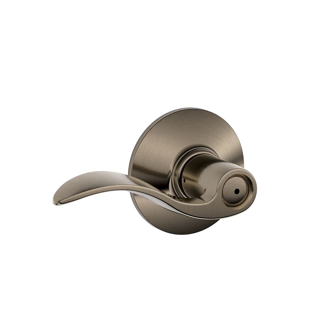 Schlage Accent Antique Pewter Bed Bath Privacy Door Lock Lever Rated Aaa The Home Depot Canada