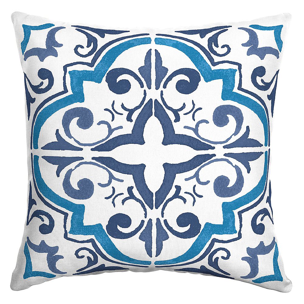 Hampton Bay Lisbon Tile Outdoor Square Throw Pillow The Home Depot Canada