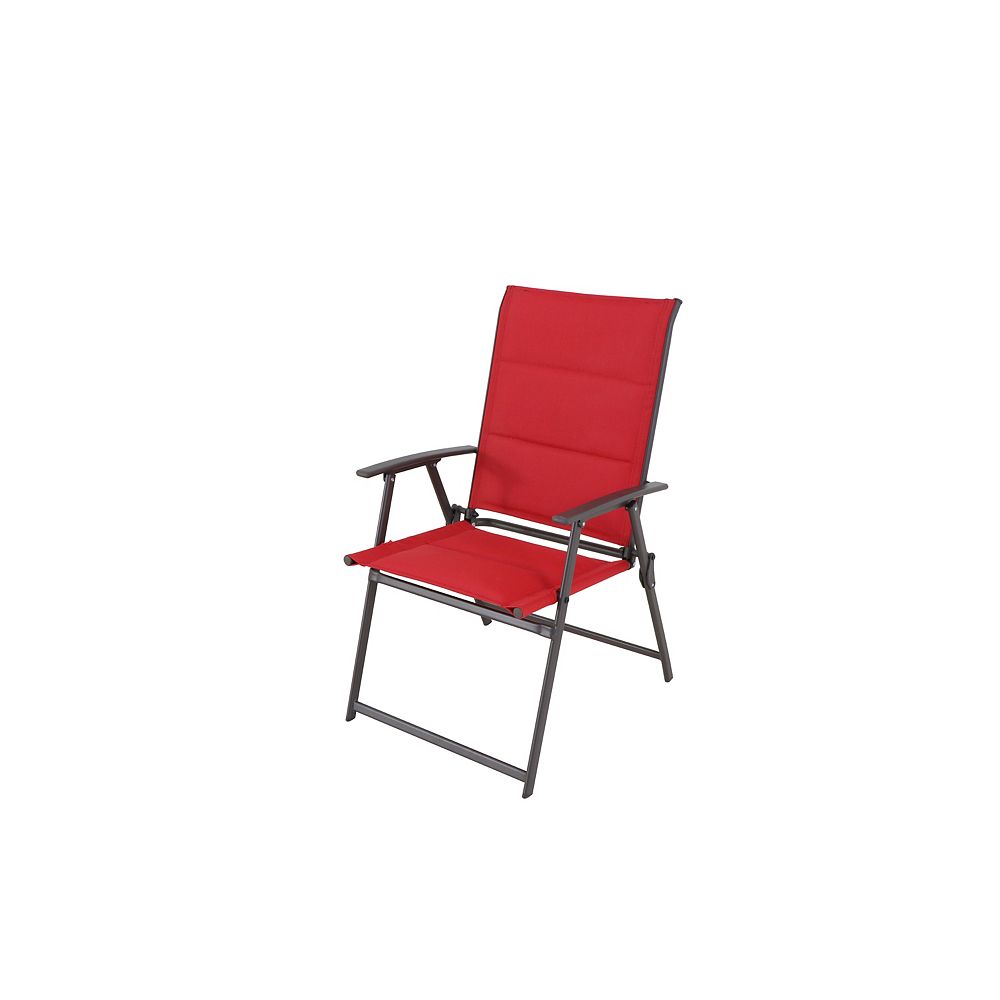 Hampton Bay Mix and Match Steel Padded Sling Folding Patio Dining Chair in Ruby Red (Set o 