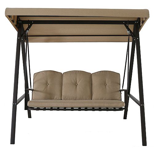 Cunningham 3-Person Metal Outdoor Patio Swing with Canopy