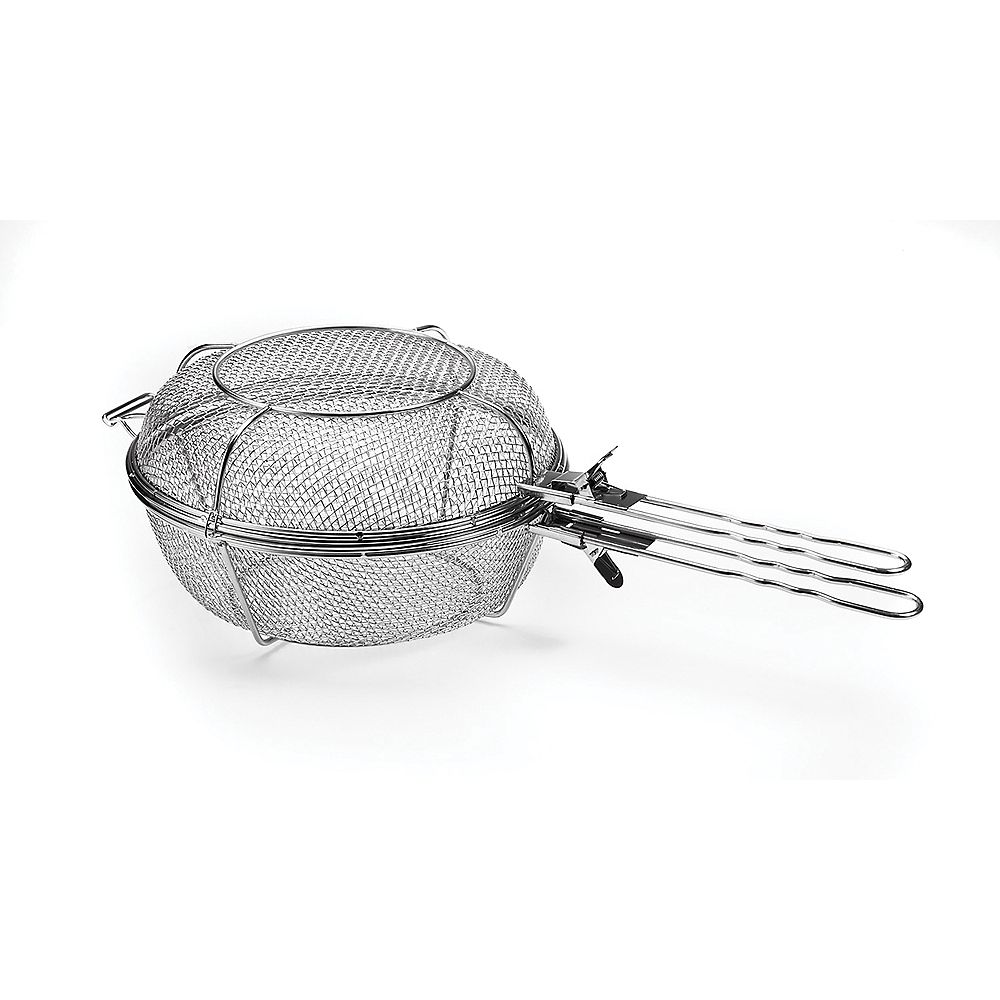 Outset Jumbo Grill Basket with Removable Handles, Stainless Steel The