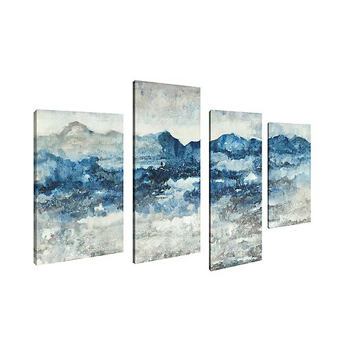 Abstract Seascape Blue White Sea Print Canvas Wall ArtSet of 4