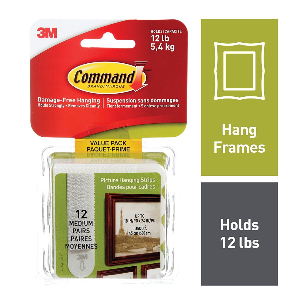 Command Picture Hanging Strips Value Pack, White, Medium, 12/Pack The Home Depot Canada