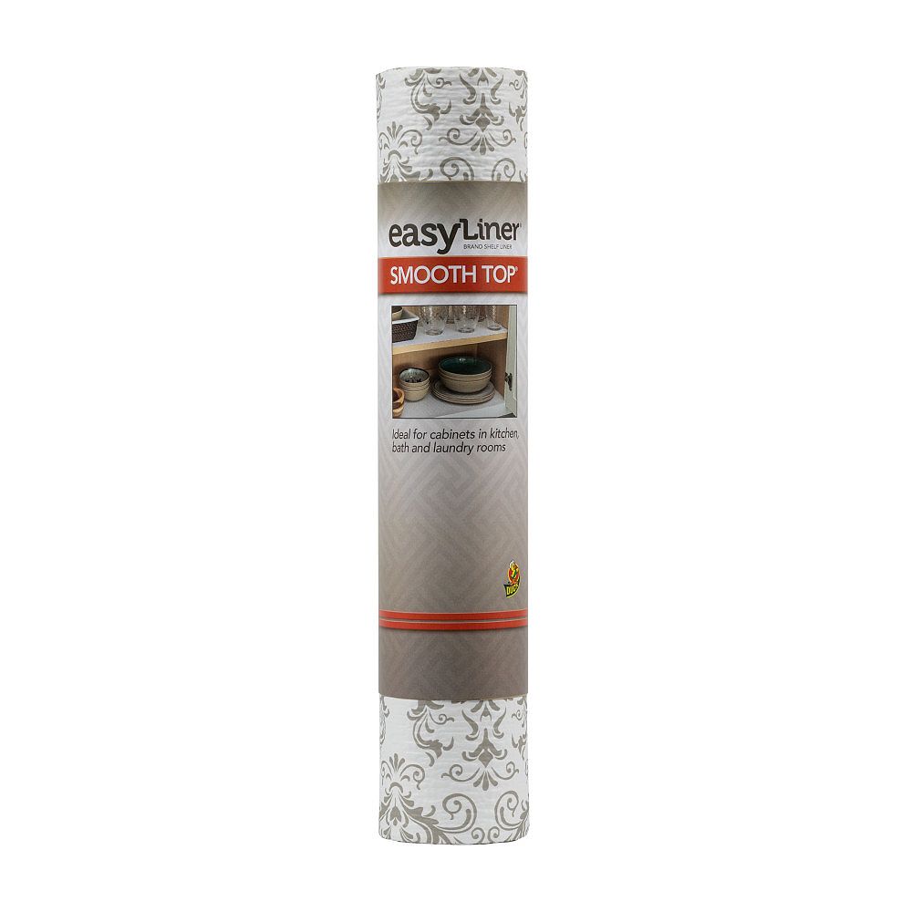 EasyLiner 12 inch X10 ft. Smooth Top Taupe Damask Shelf Liner The