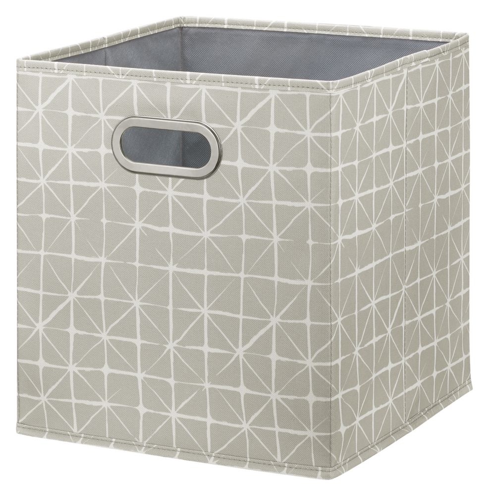 HDG 12 Inch Foldable Fabric Storage Bin In Beige Line Pattern Color   P 1001391126 