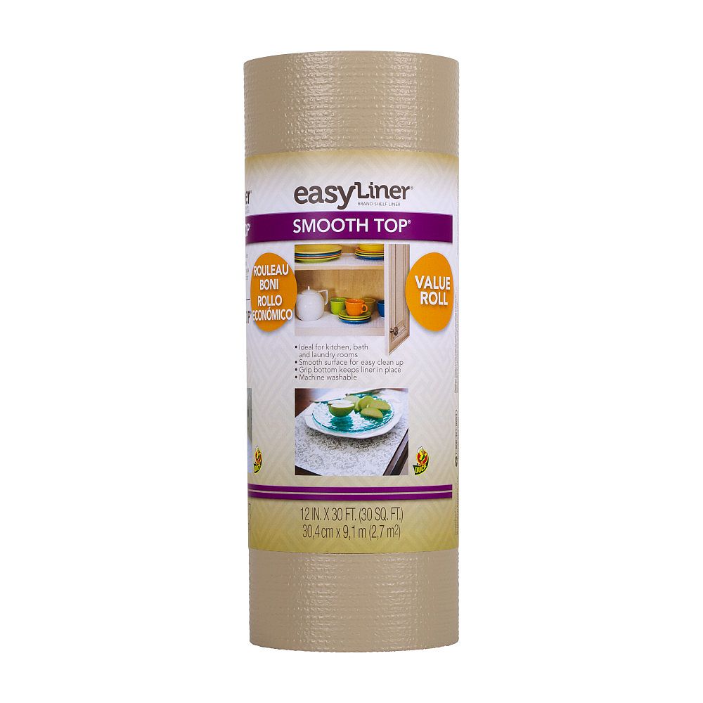 Easyliner 12 Inch X30 Ft Smooth Top Taupe Shelf Liner The Home Depot Canada Smooth Top Taupe Shelf Liner, Kitchen Cabinet Liners Home Depot
