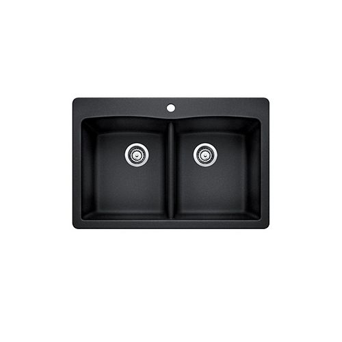 Double Bowl Drop-in Kitchen Sink in Black