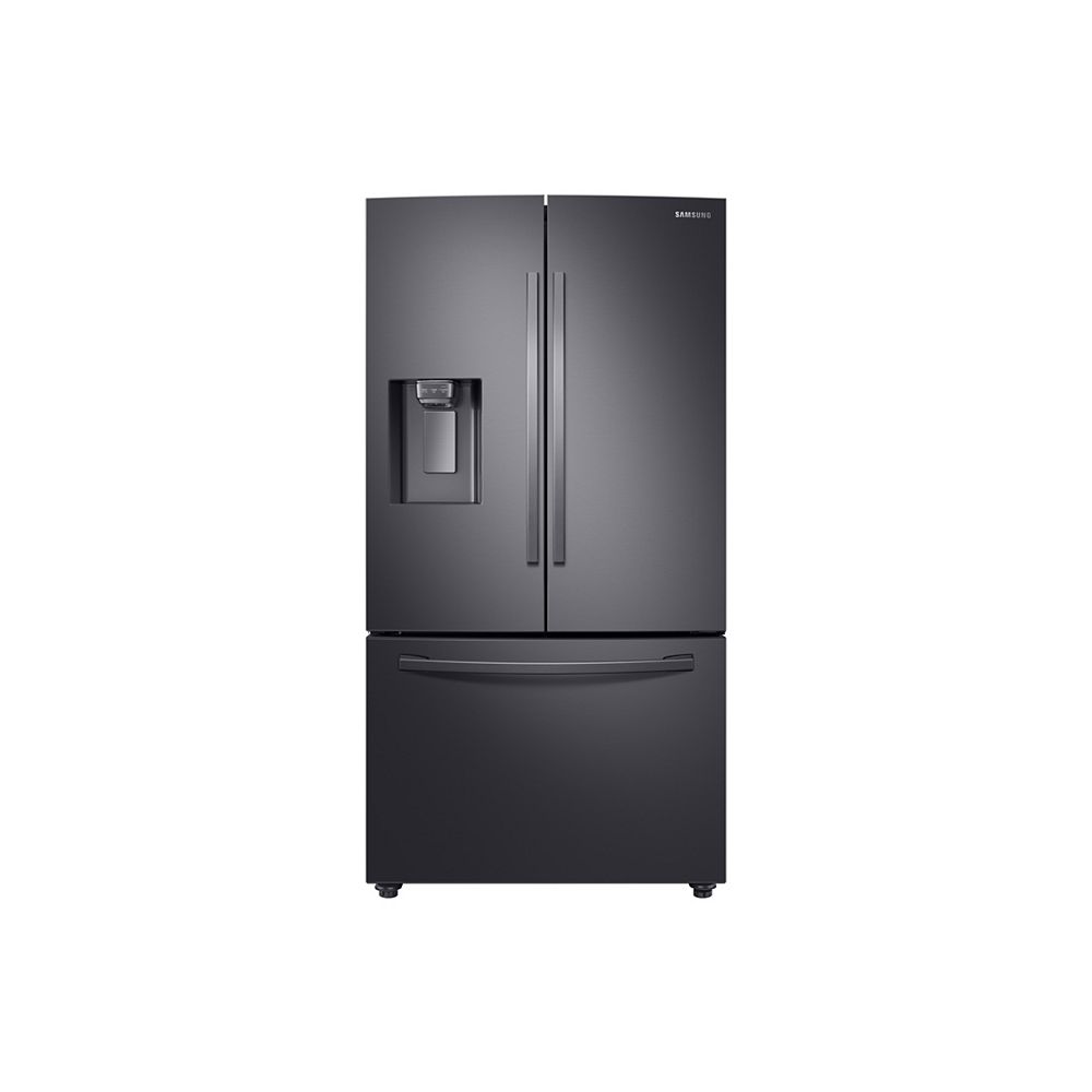 Samsung 36 Inch W 28 Cu Ft French Door Refrigerator In Fingerprint Resistant Black Stainl The Home Depot Canada