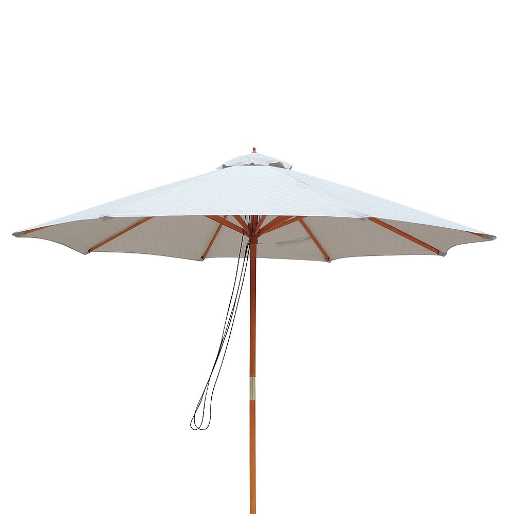 Island Umbrella Tranquility 9 Ft Hardwood Market Umbrella In Champagne Olefin The Home Depot Canada