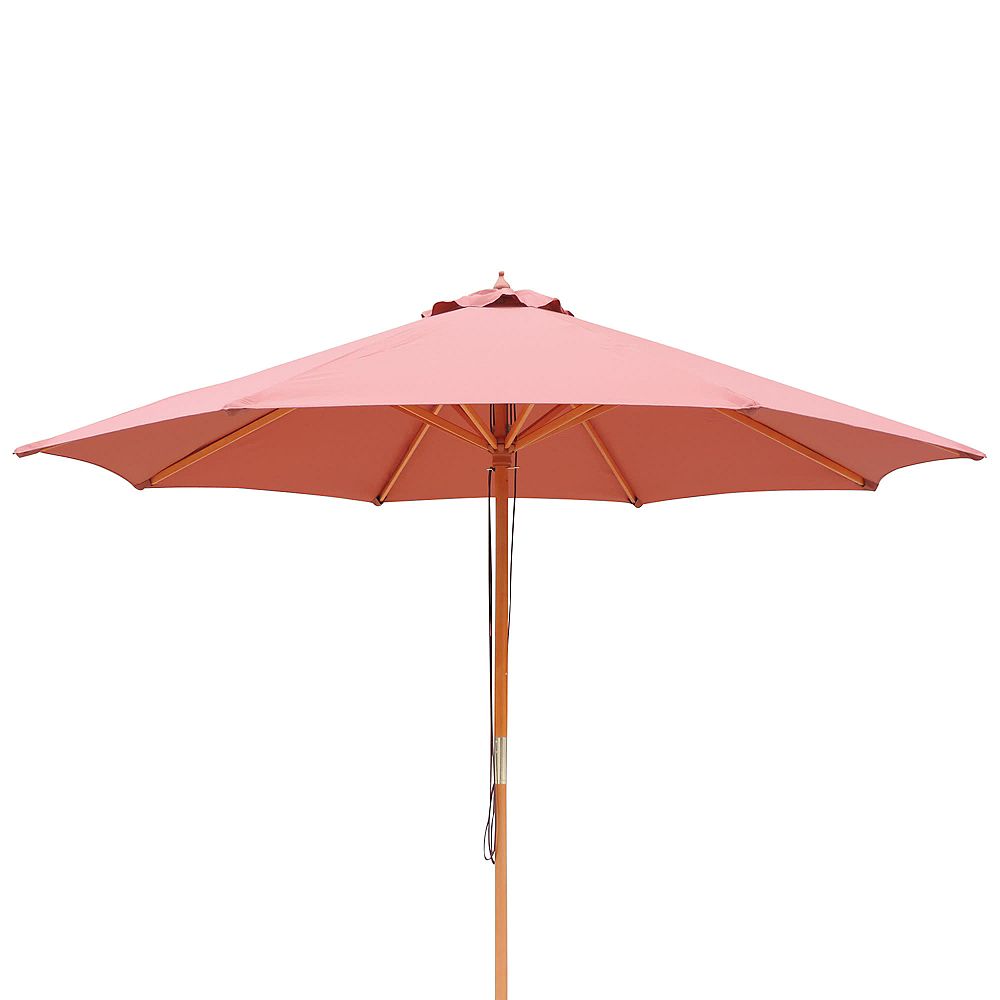 Island Umbrella Tranquility 9 Ft Hardwood Market Umbrella In Terra Cotta Olefin The Home Depot Canada