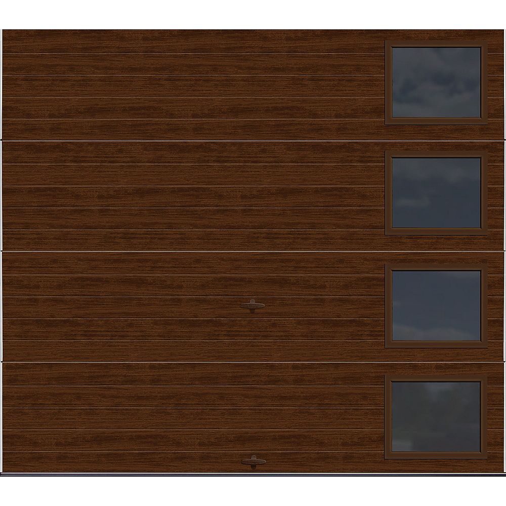 Clopay Modern Steel Collection 9 Ft X 7 Ft 18 4 R Value Insulated Walnut With Contempora The Home Depot Canada [ 1000 x 1000 Pixel ]