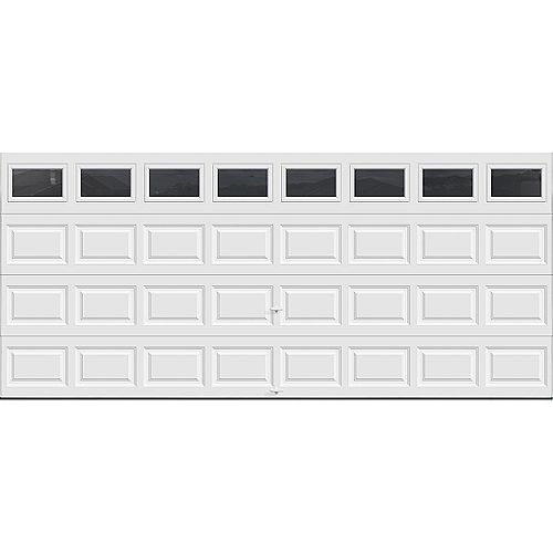 Classic Collection 16 ft. x 7 ft. 6.5 R-Value Insulated White Garage Door with Plain Windows